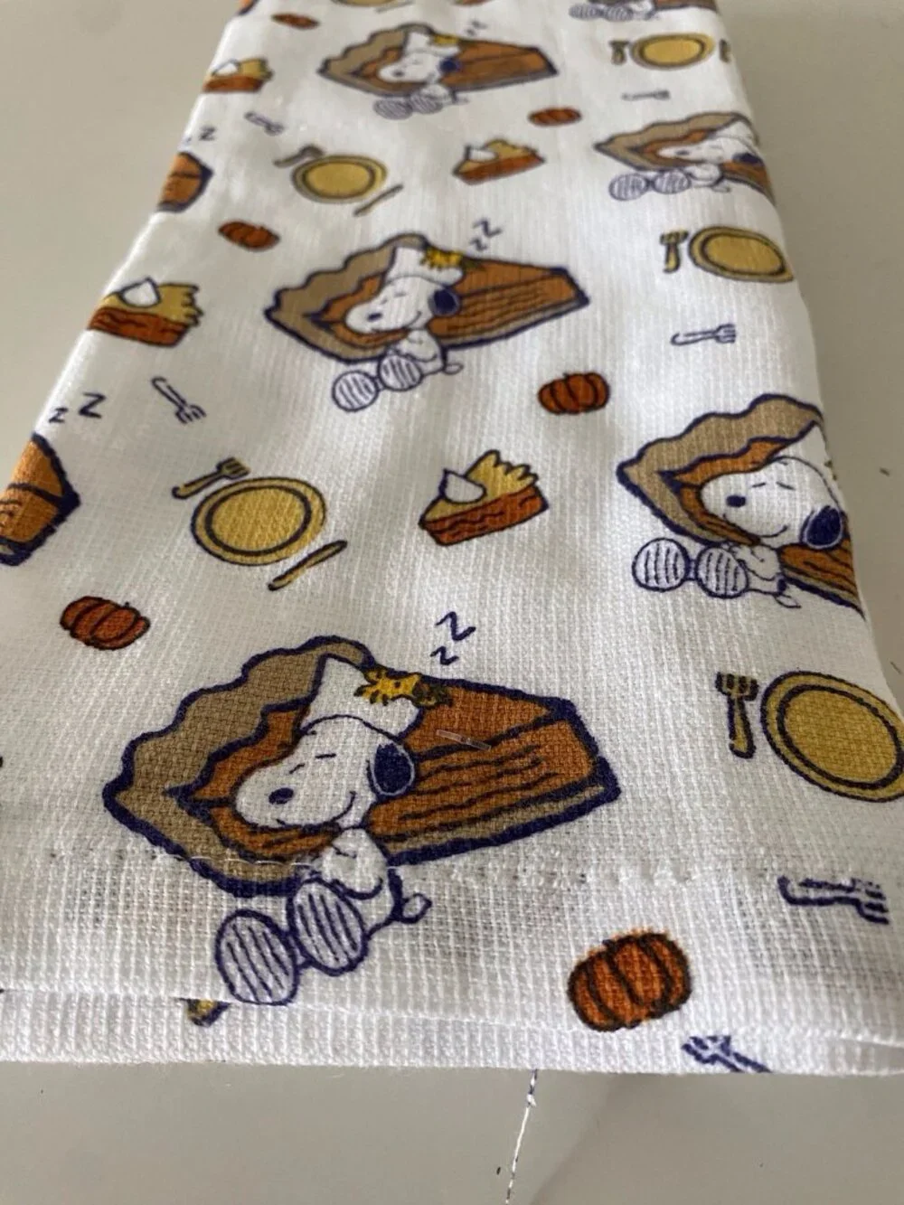 2 Pk Peanuts Snoopy Chef Autumn Fall Pumpkin Pie Kitchen Towels 18” X 28” NEW